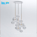 Lámpara colgante moderna de cristal nórdico con múltiples burbujas de luz led moderna